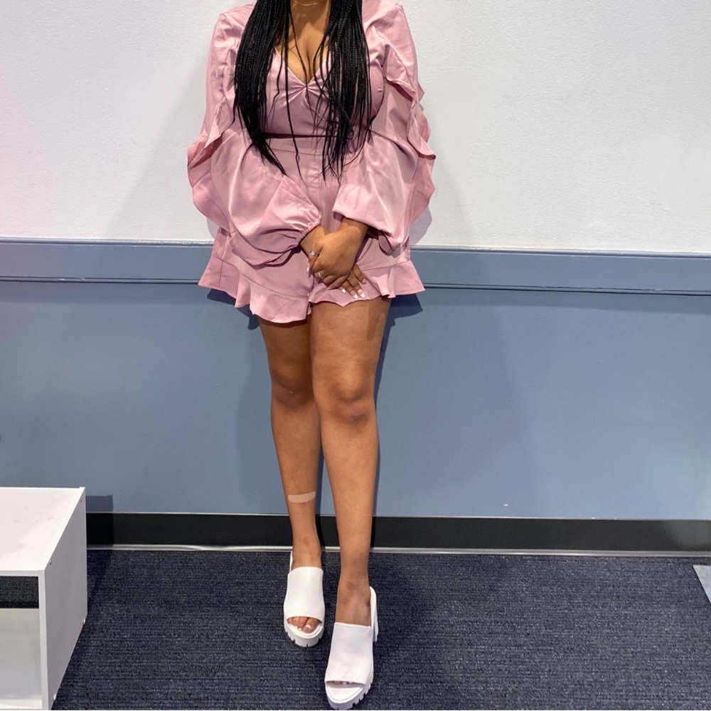Pink Ruffled Mini Romper